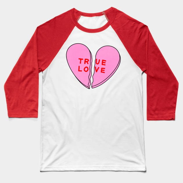 Broken Candy Heart Pink Baseball T-Shirt by Gold Star Creative